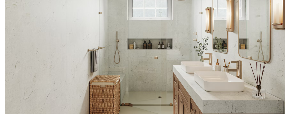 Porcelain Slabs in the Bathroom featuring Dekton